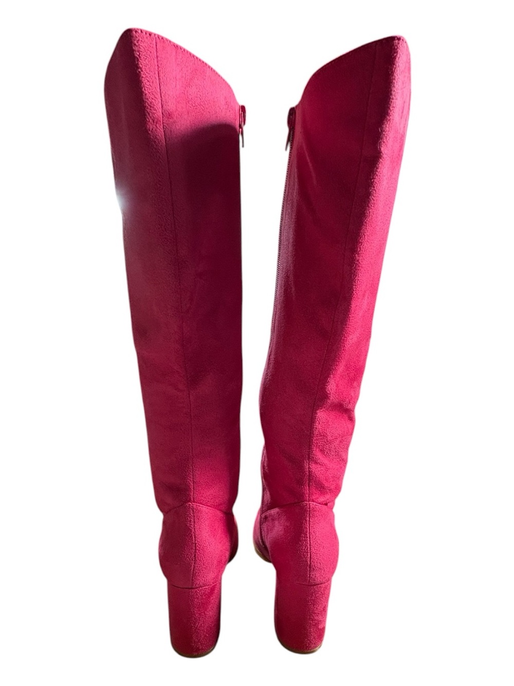 NEW Allegra K Hot Pink Faux Suede Knee High Boots Block Heel size 7 - Picture 3 of 8